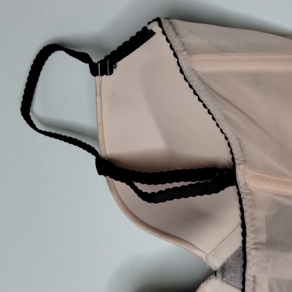 Victoria's Secret Corset Bra Cami 36B pink mesh black lace - Picture 7 of 8